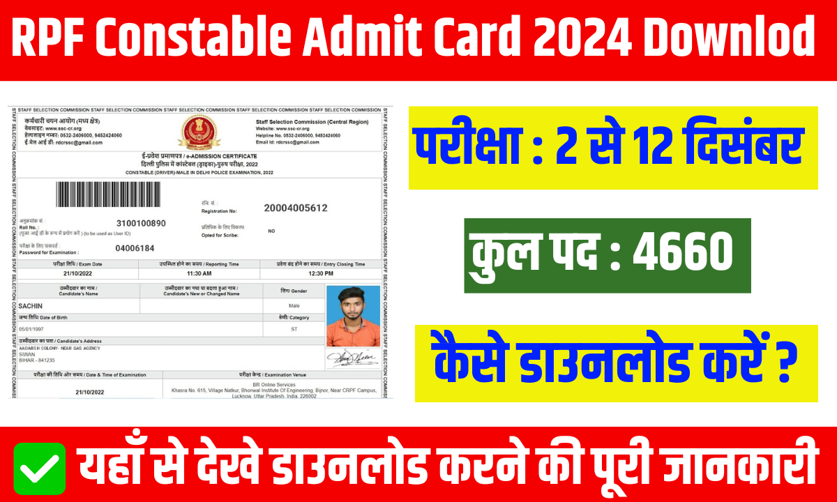 RPF Constable Admit Card 2024